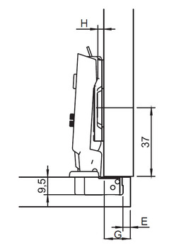 Concealed hinge, Häfele Metalla SM 95° mini, full overlay mounting