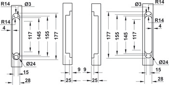 Bản lề cửa, Bản lề âm có thể điều chỉnh 3D, hợp kim kẽm, độ dày cửa: ≥ 40 mm
