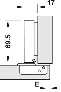 Bản lề âm, Metalla SM 110° tiêu chuẩn (DIY), lắp trùm ngoài